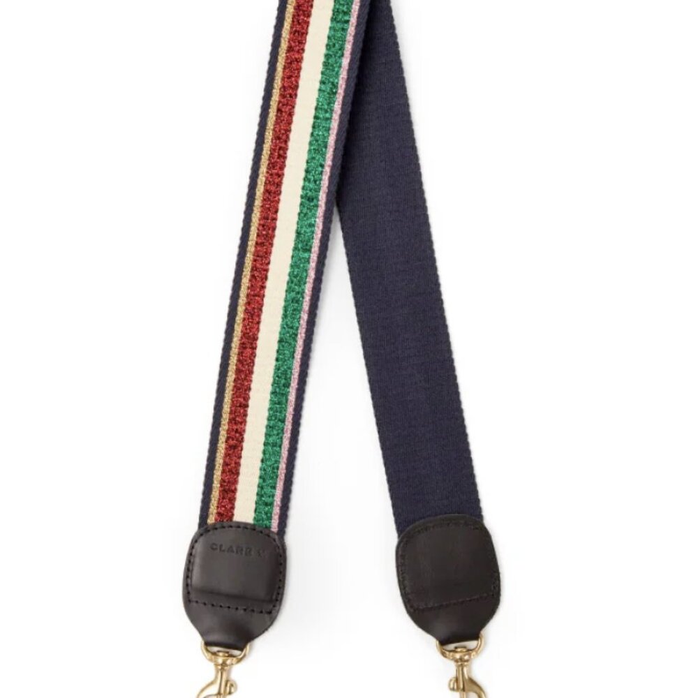 Clare V Multicolor Shoulder Strap in Green & Red Lurex